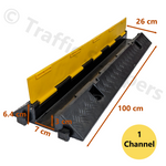 Heavy Duty Hard Rubber Cable Protector Ramp - 1, 2 or 3 Channels - Cord Hose Safety