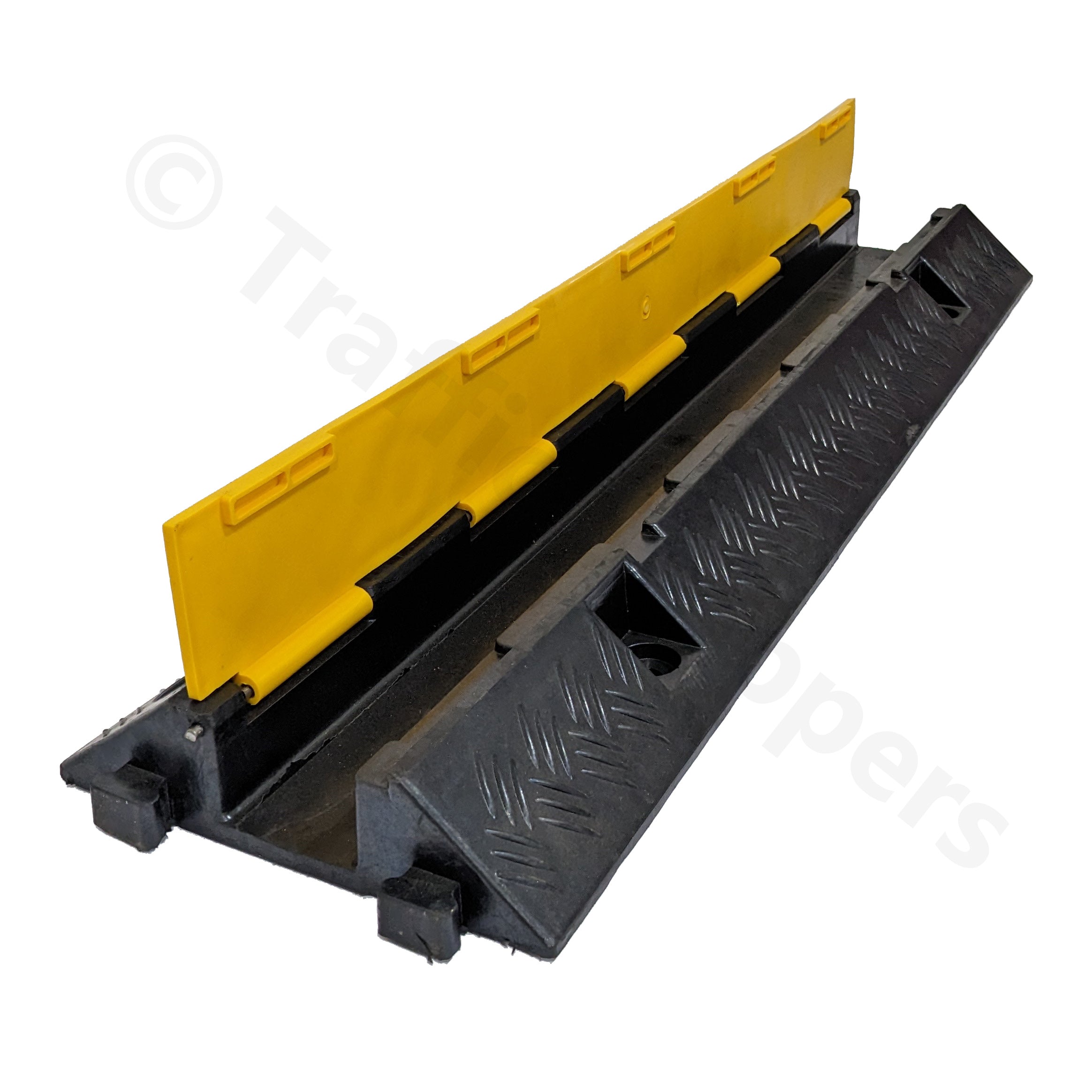 Heavy Duty Hard Rubber Cable Protector Ramp - 1, 2 or 3 Channels - Cord Hose Safety