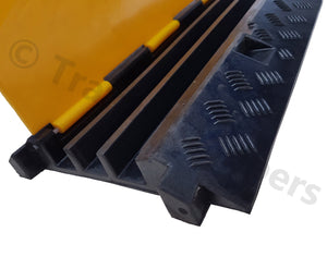 Heavy Duty Hard Rubber Cable Protector Ramp - 3 Channels - Cord Hose Safety