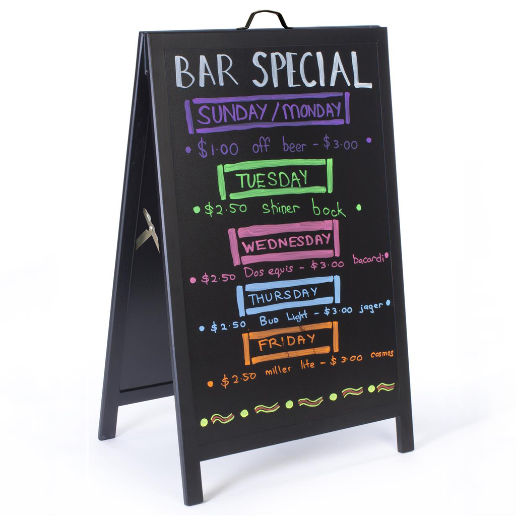 Black Metal A-frame/Sandwich Chalkboard Advertising Display Board Poster Stand
