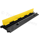 Heavy Duty Hard Rubber Cable Protector Ramp - 2 Channels - Cord Hose Safety