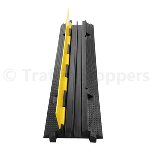 Heavy Duty Hard Rubber Cable Protector Ramp - 2 Channels - Cord Hose Safety