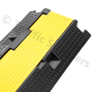 Heavy Duty Hard Rubber Cable Protector Ramp - 2 Channels - Cord Hose Safety