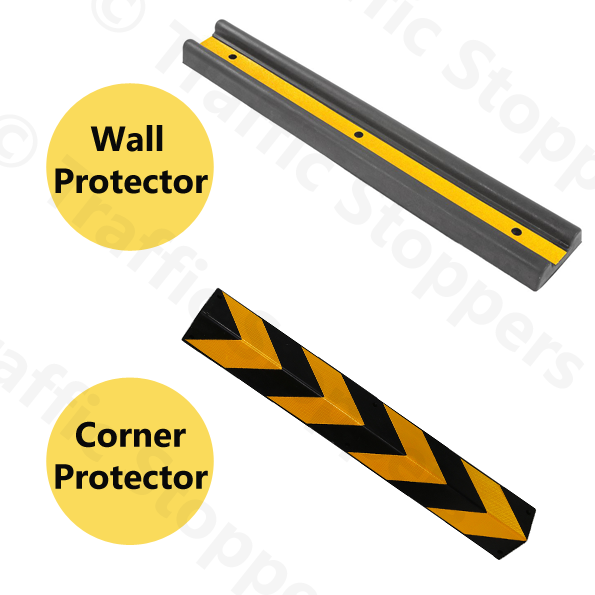 Heavy-Duty Rubber Wall and Corner Protector Guards - Carpark & Warehouse Safety